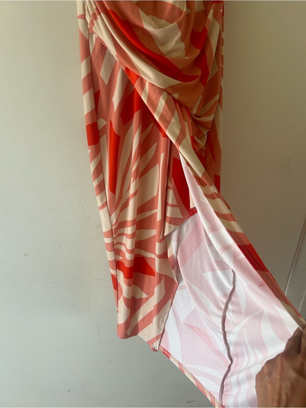 RACHEL Rachel Roy Coral and Cream Sleeveless Wrap-Style Midi Dress - Picture 5 of 9